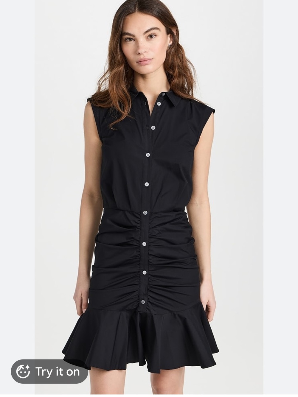 Veronica Beard Black Ruched Shirtdress 8